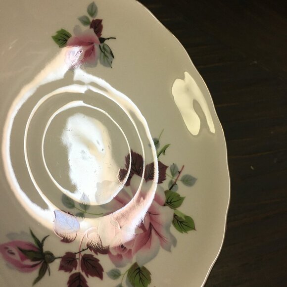 Royal Vale Ridgway Pottery England White Porcelain Rose Teacup & Saucer - Picture 8 of 16